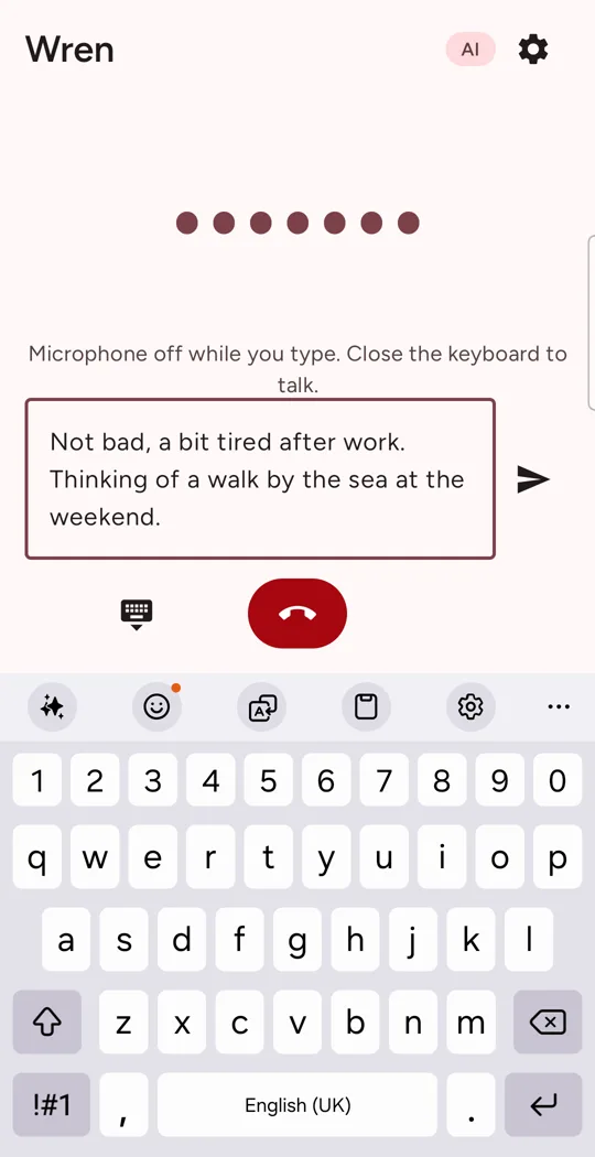 Typing to Darcy, with the microphone off