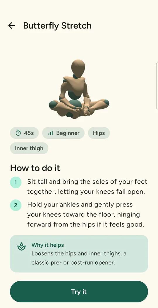 Butterfly Stretch: 45 seconds, beginner, hips and inner thigh, with steps and why it helps